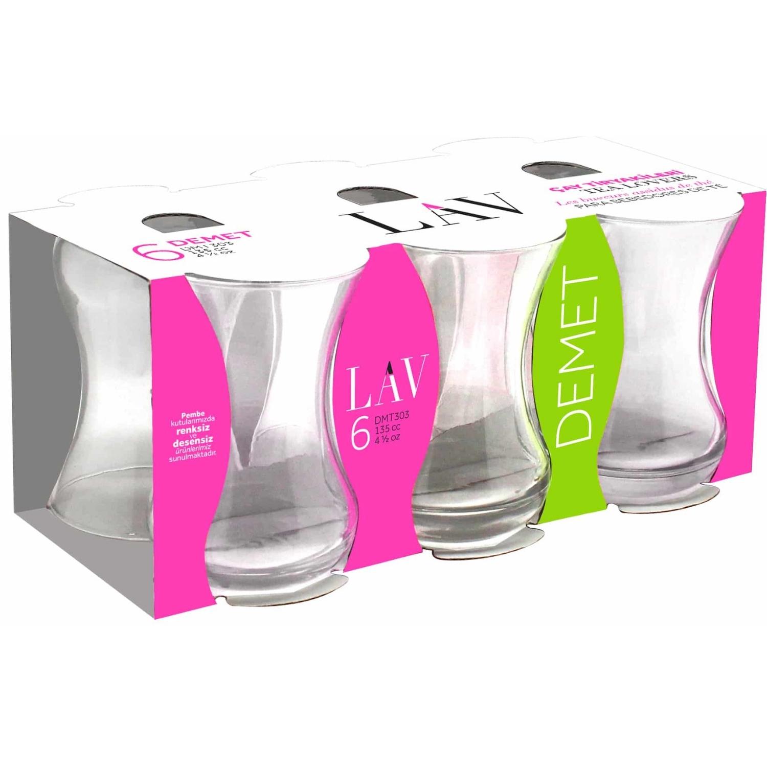 Lav Demet Cam Çay Bardağı 6’lı Set 135 cc